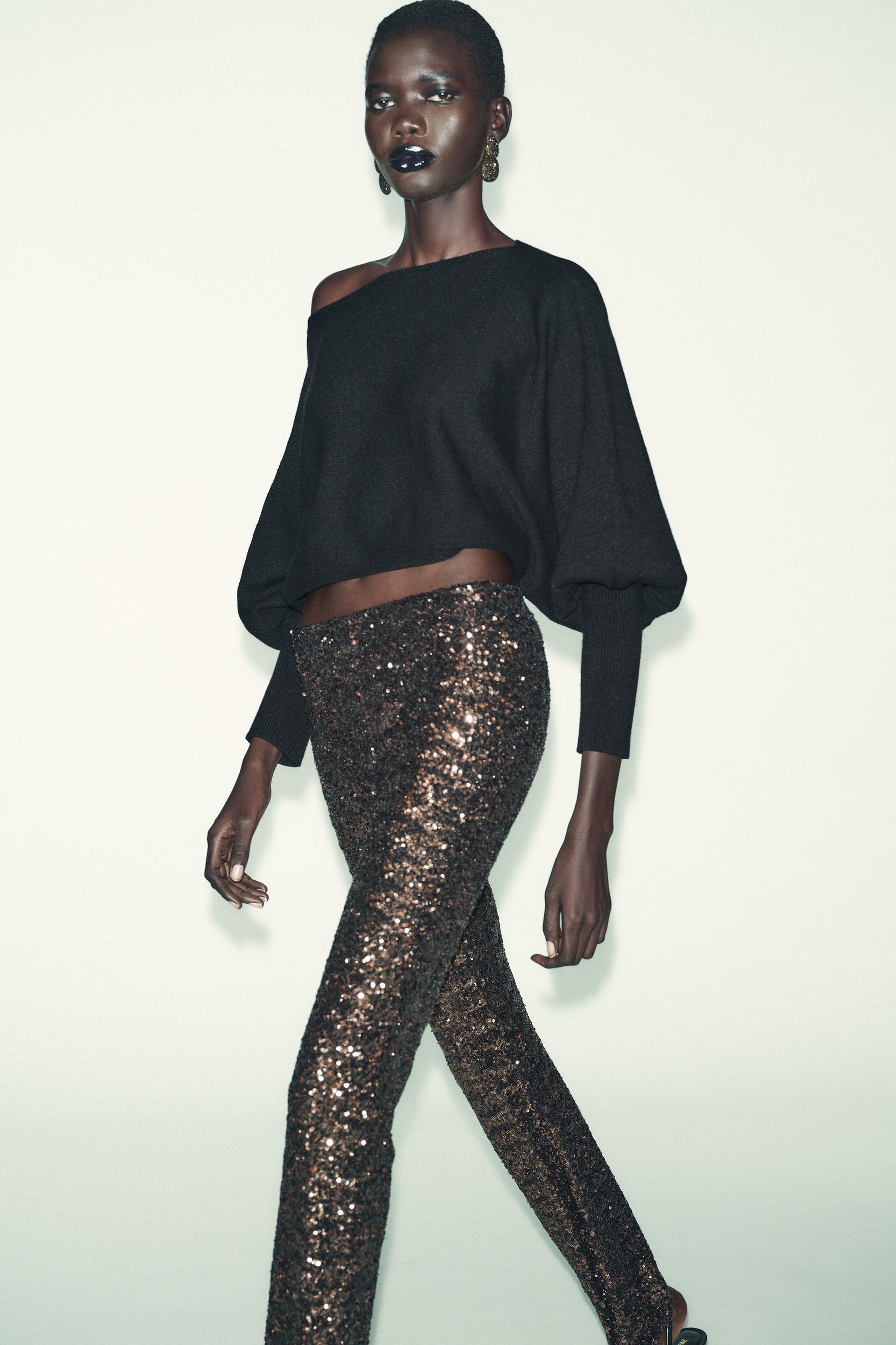 Strickpullover mit Puffärmeln