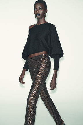 Strickpullover mit Puffärmeln