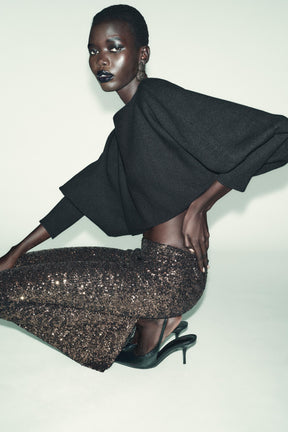 Strickpullover mit Puffärmeln