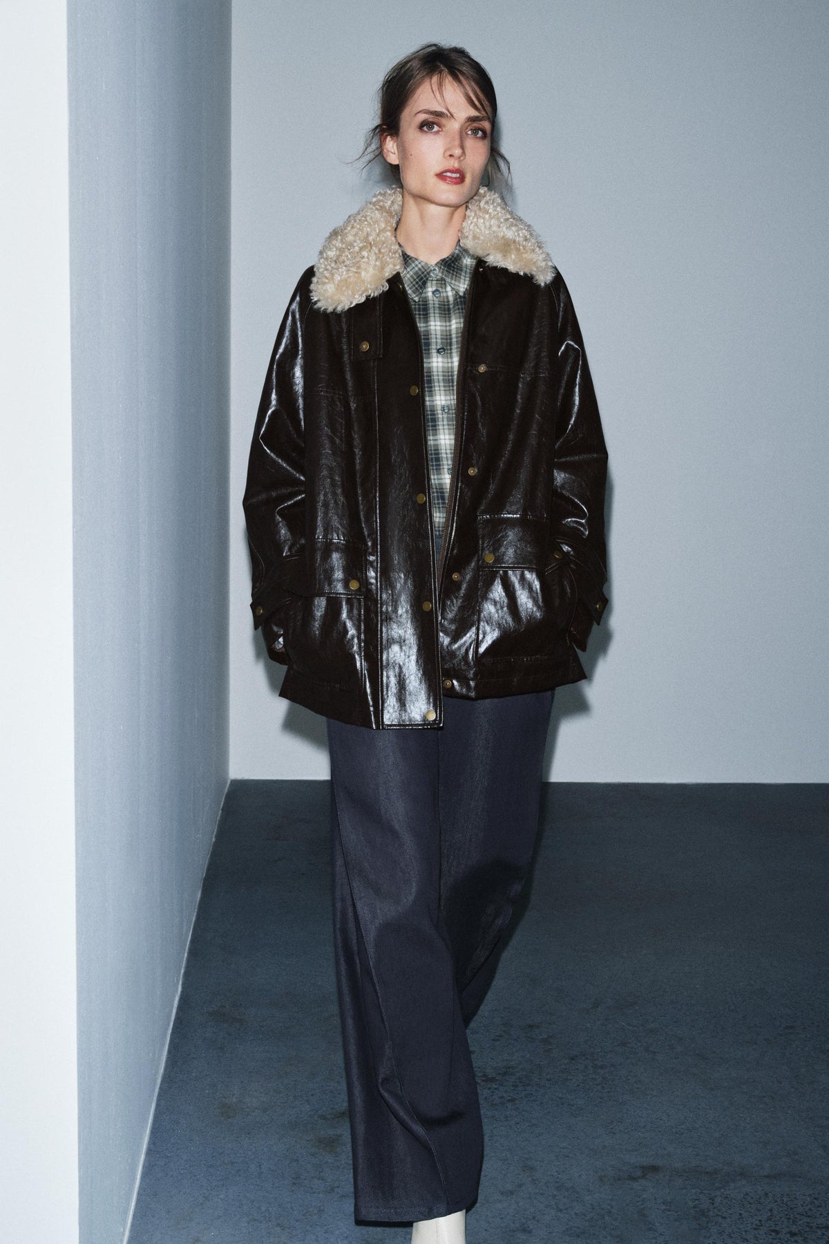 Jacke mit Kunstpelzkragen