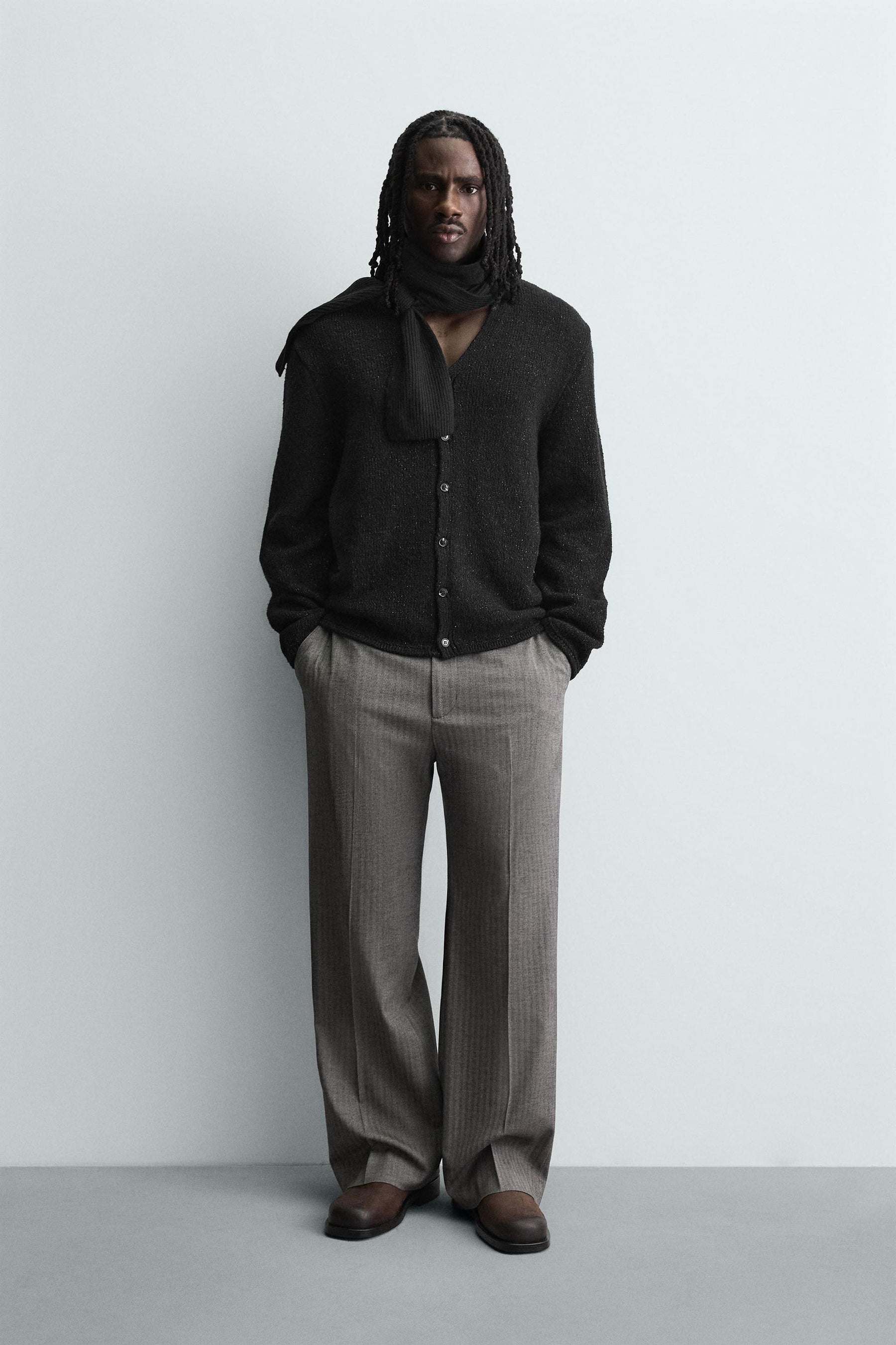 SHINY TEXTURED CARDIGAN - Image 1