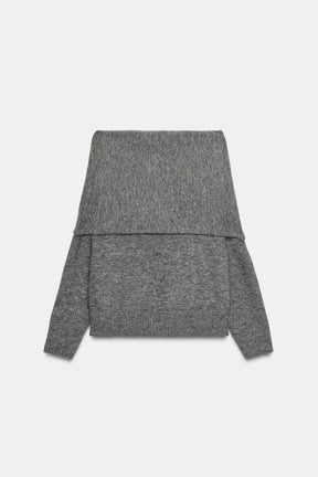Strickpullover mit schulterfreiem Ausschnitt