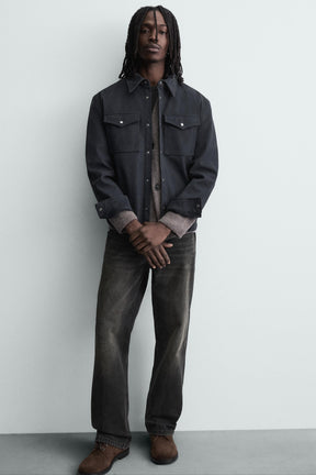 RELAXED FIT LEATHER EFFECT OVERSHIRT - Image 5