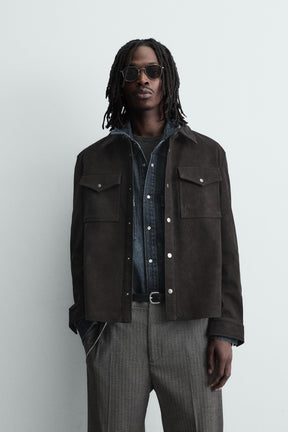 RELAXED FIT FAUX LEATHER OVERSHIRT - Image 2
