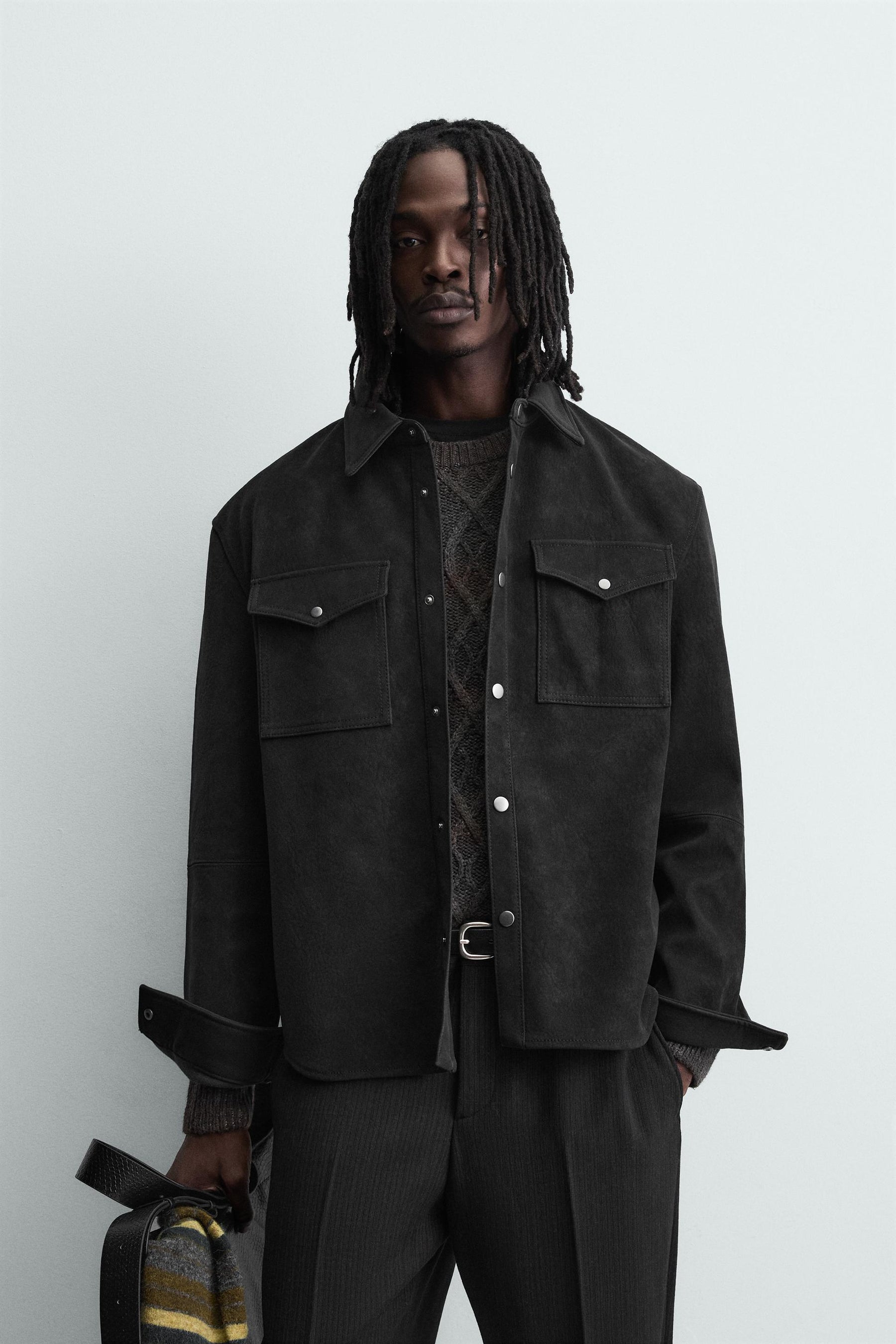 RELAXED FIT FAUX LEATHER OVERSHIRT - Image 2