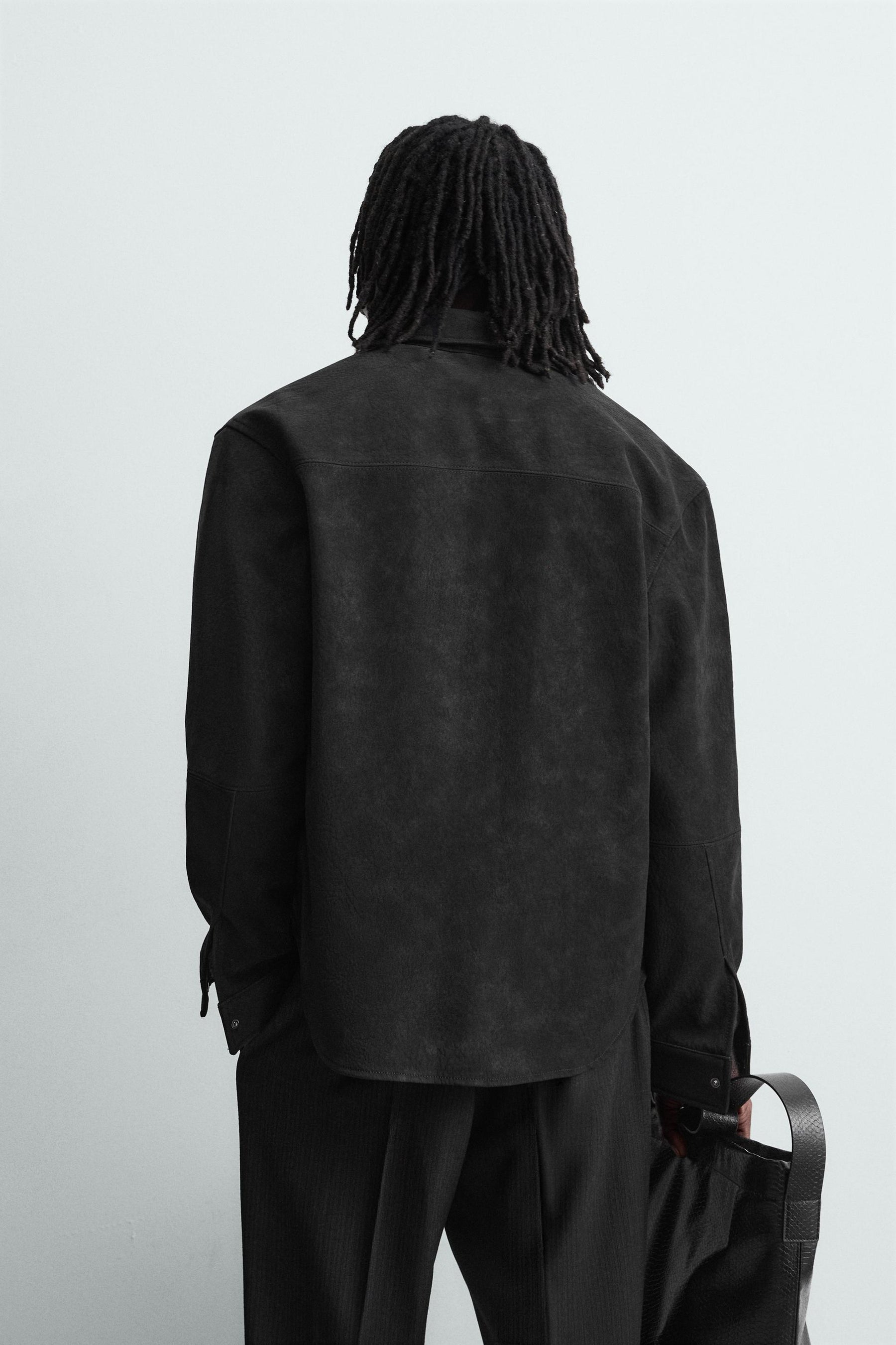 RELAXED FIT FAUX LEATHER OVERSHIRT - Image 3