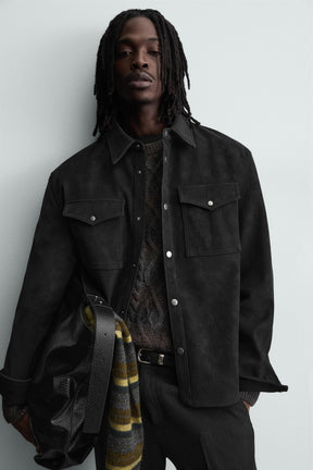 RELAXED FIT FAUX LEATHER OVERSHIRT - Image 5