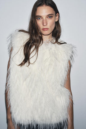 ZW COLLECTION FAUX FUR WAISTCOAT - Image 1