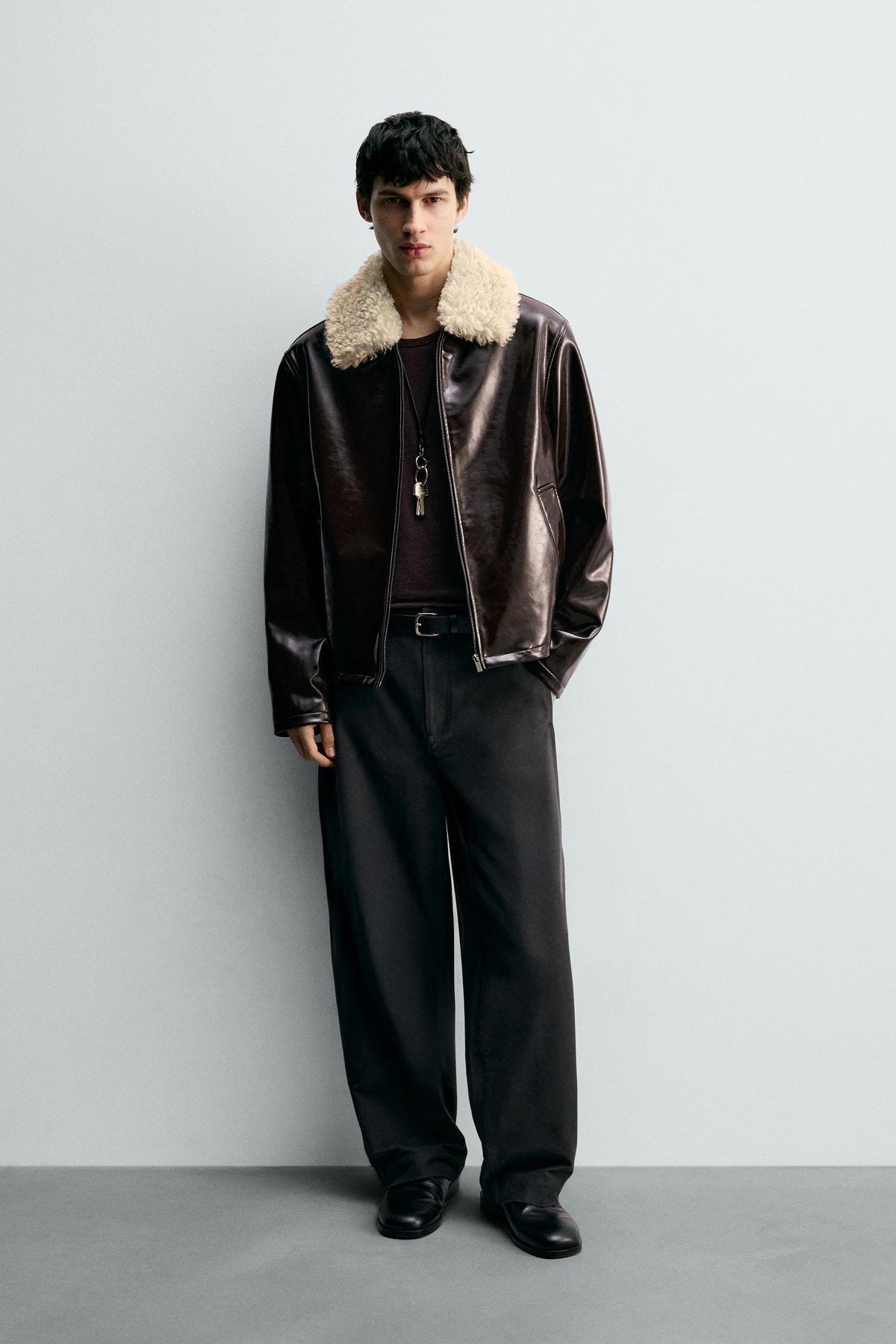 CONTRAST VINYL FINISH JACKET - Image 1