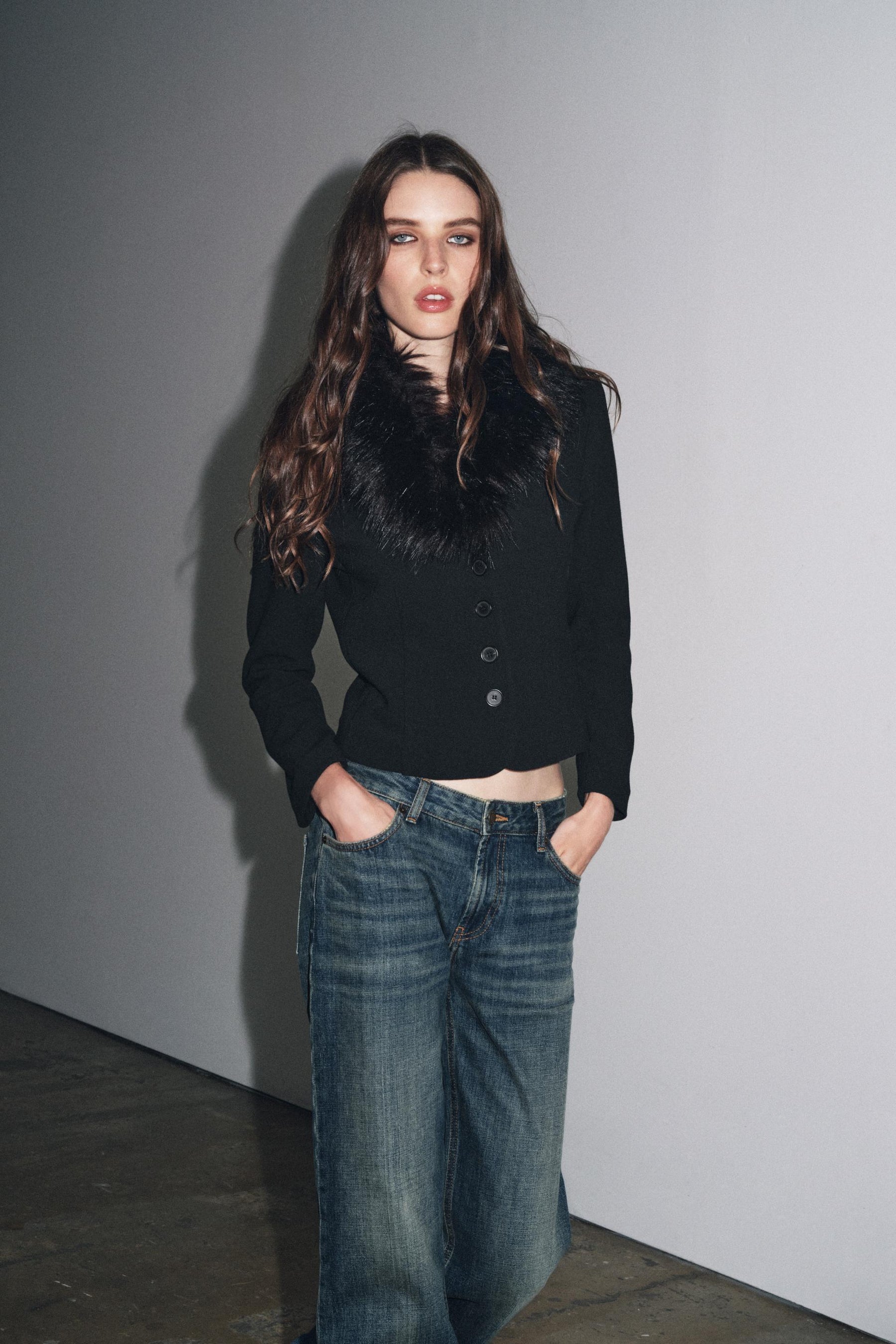 Jacke mit Kunstpelzkragen