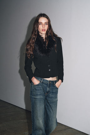 Jacke mit Kunstpelzkragen