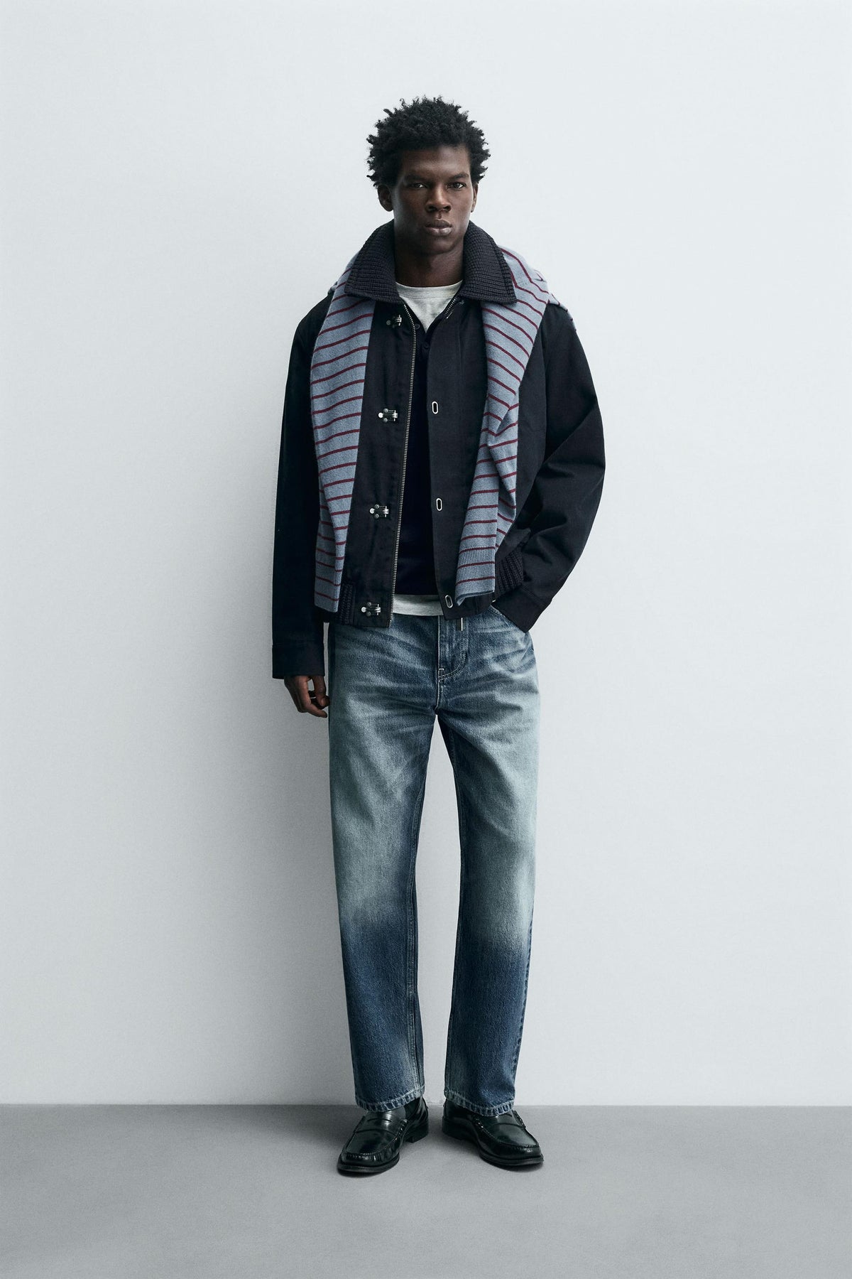 TOGGLE JACKET WITH CONTRAST COLLAR - Image 1