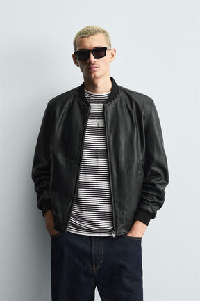 LEATHER EFFECT BOMBER JACKET - Image 2