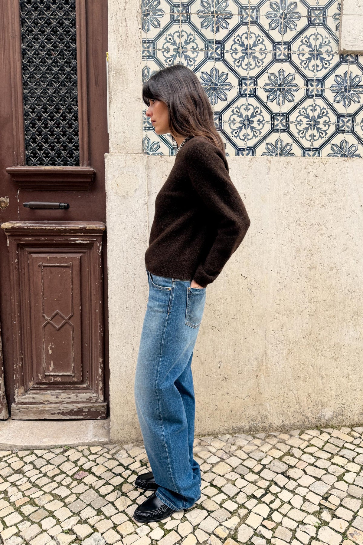 Perlenbesetzter Strickpullover