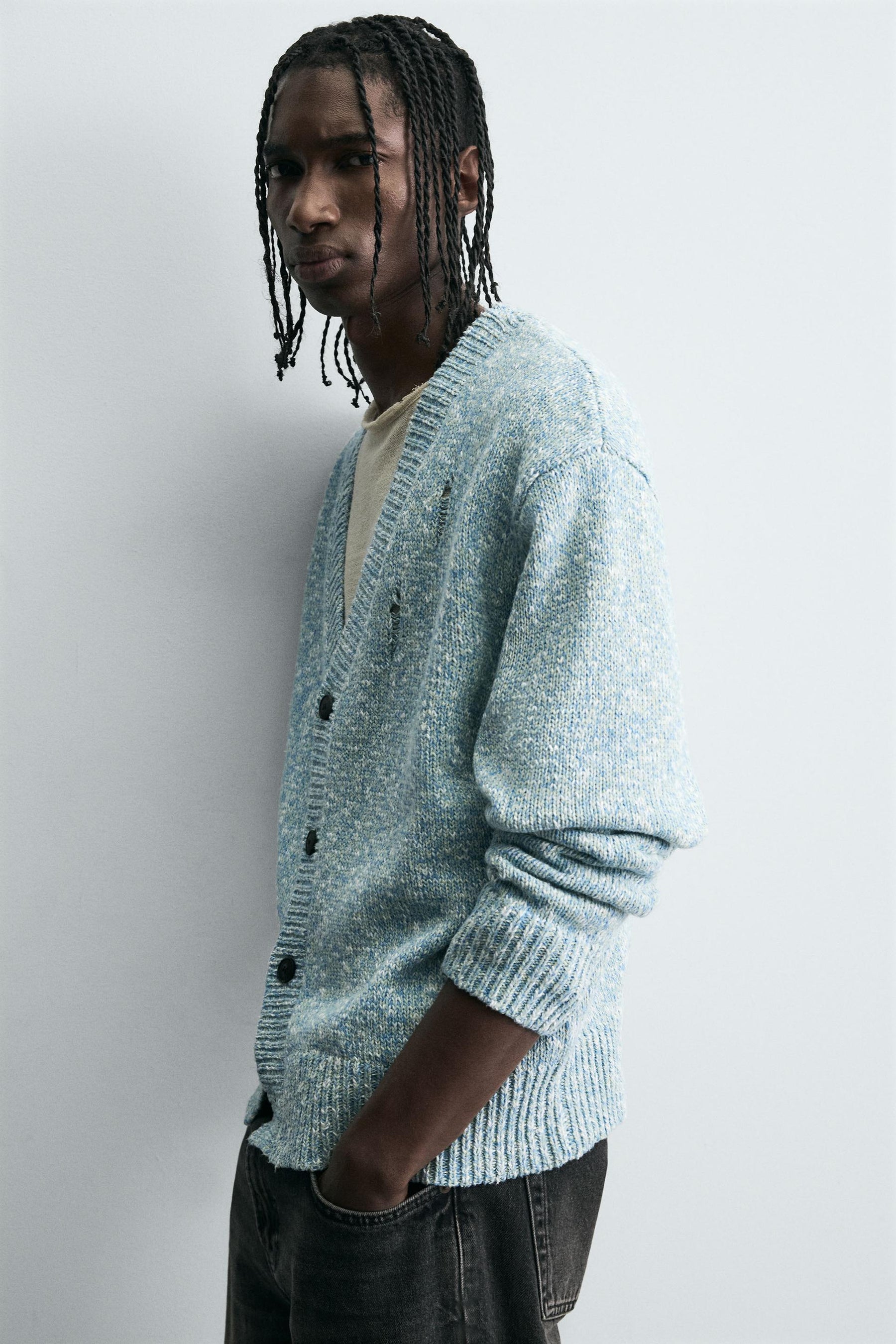 DISTRESSED TWISTED YARN CARDIGAN - Image 6