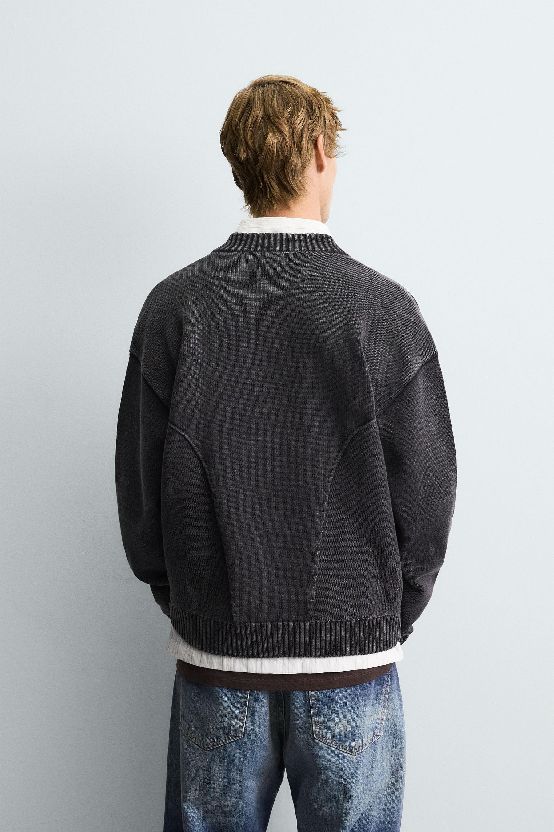 WASHED KNIT BOMBER JACKET - Image 3