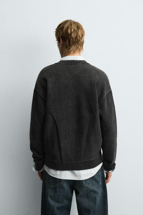 WASHED KNIT BOMBER JACKET - Image 3