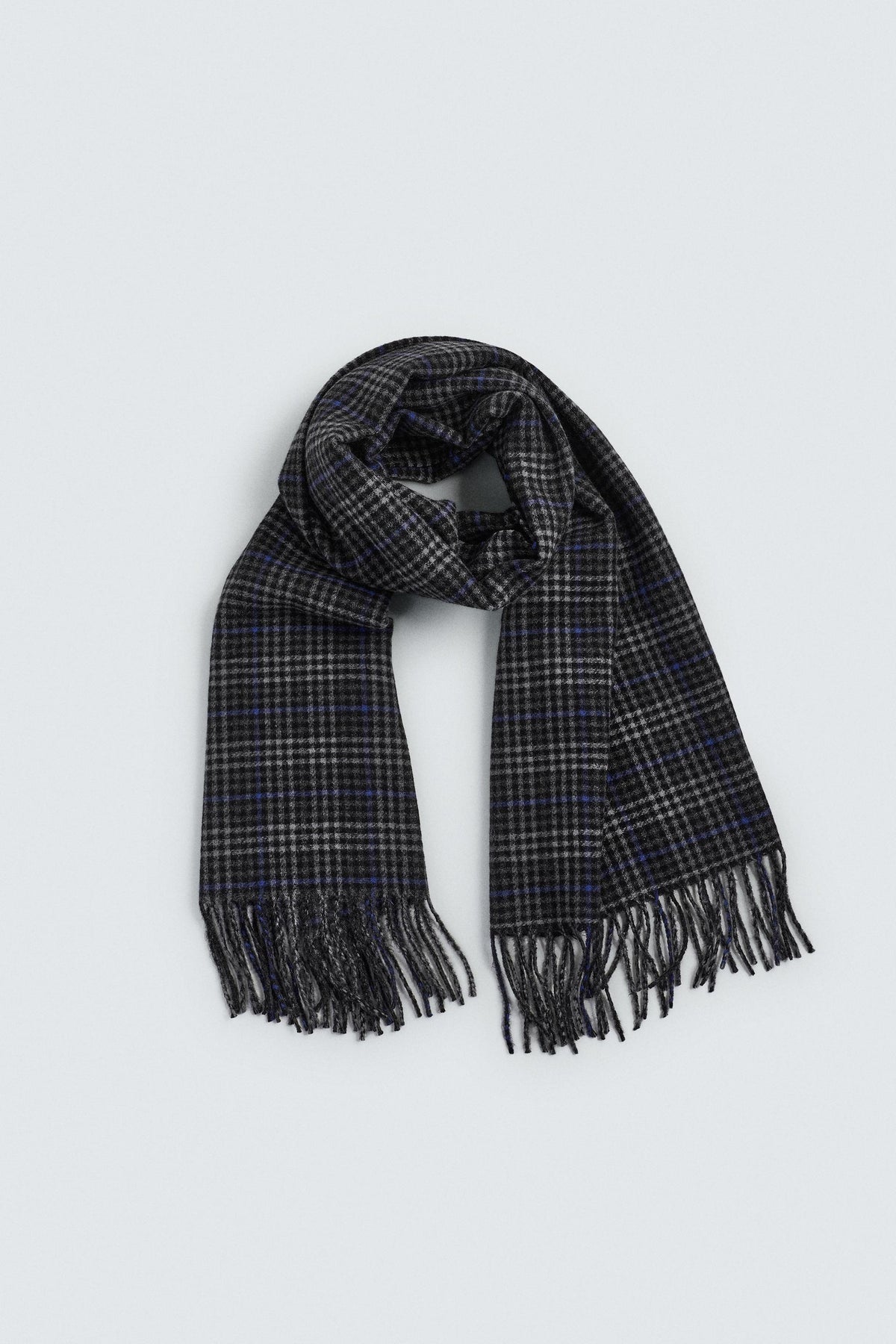 CHECK SCARF WITH FRINGED EDGES - Image 2