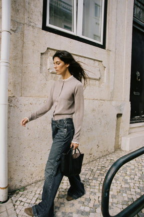 Mini-City-Tasche mit Ziernähten