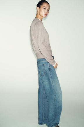 Strickjacke mit Spitzenbesatz