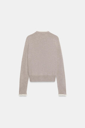 Strickjacke mit Spitzenbesatz