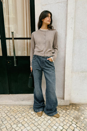 Mini-City-Tasche mit Ziernähten