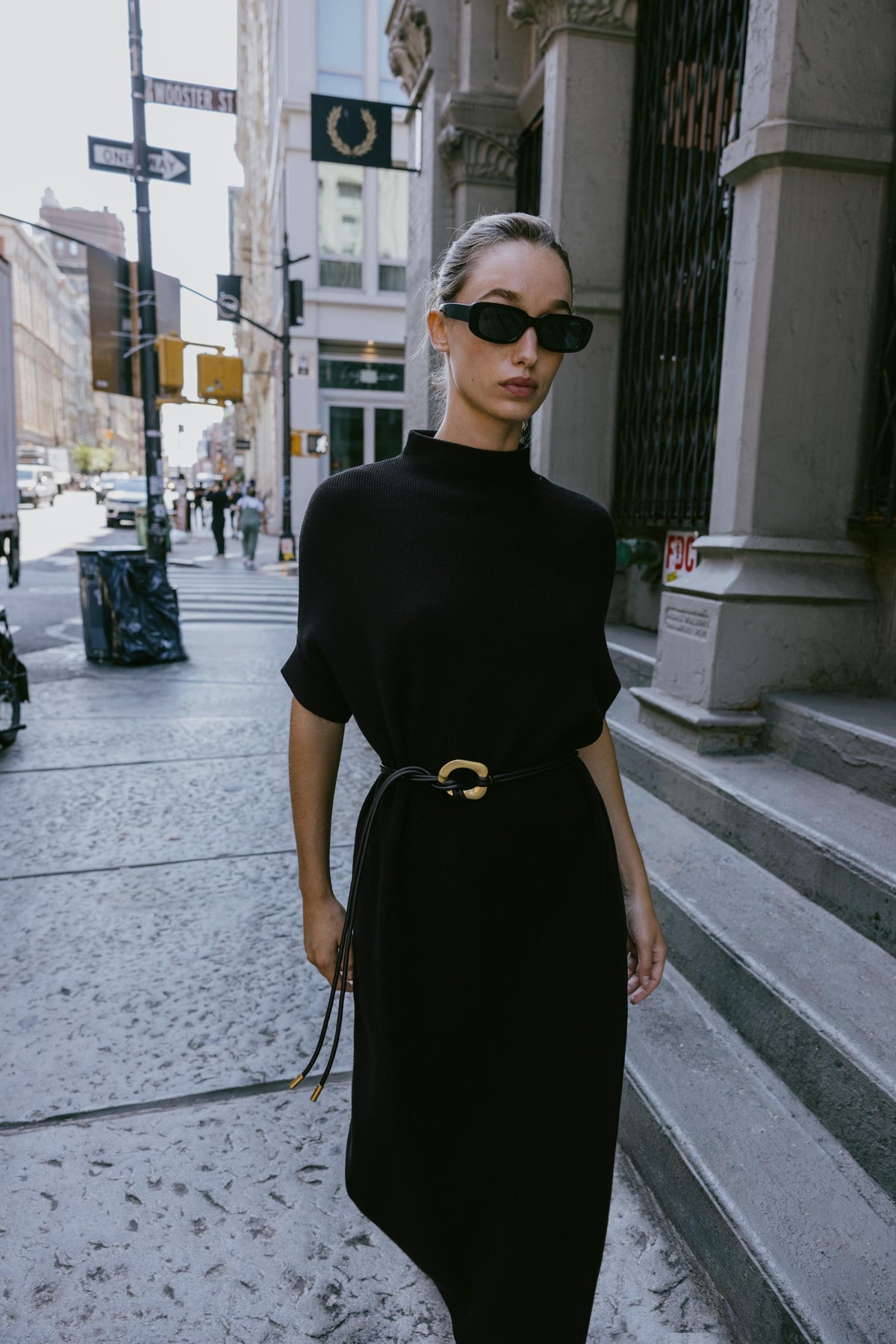 Strickkleid mit Gürtel 