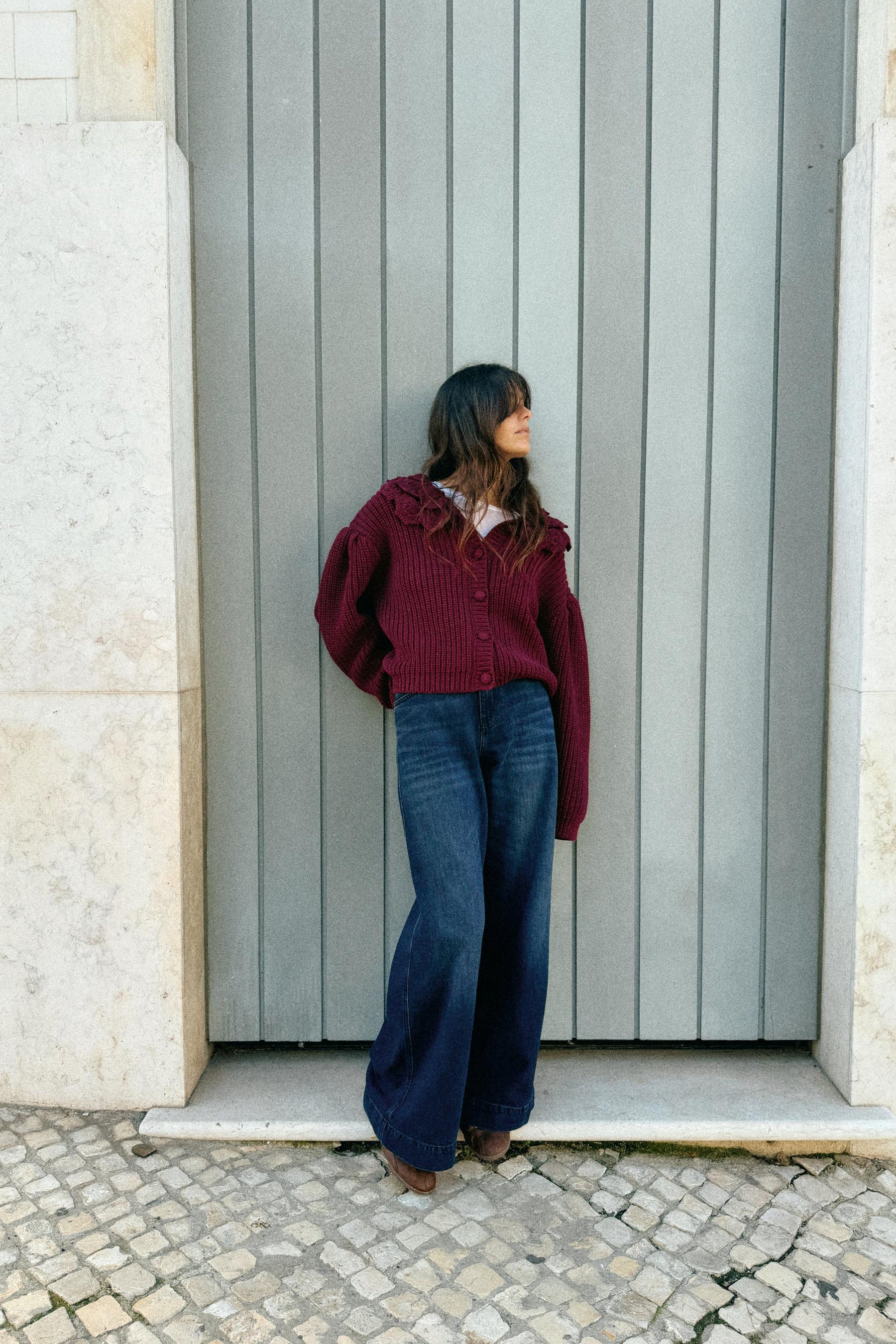 STRICKStrickjacke mit Struktur