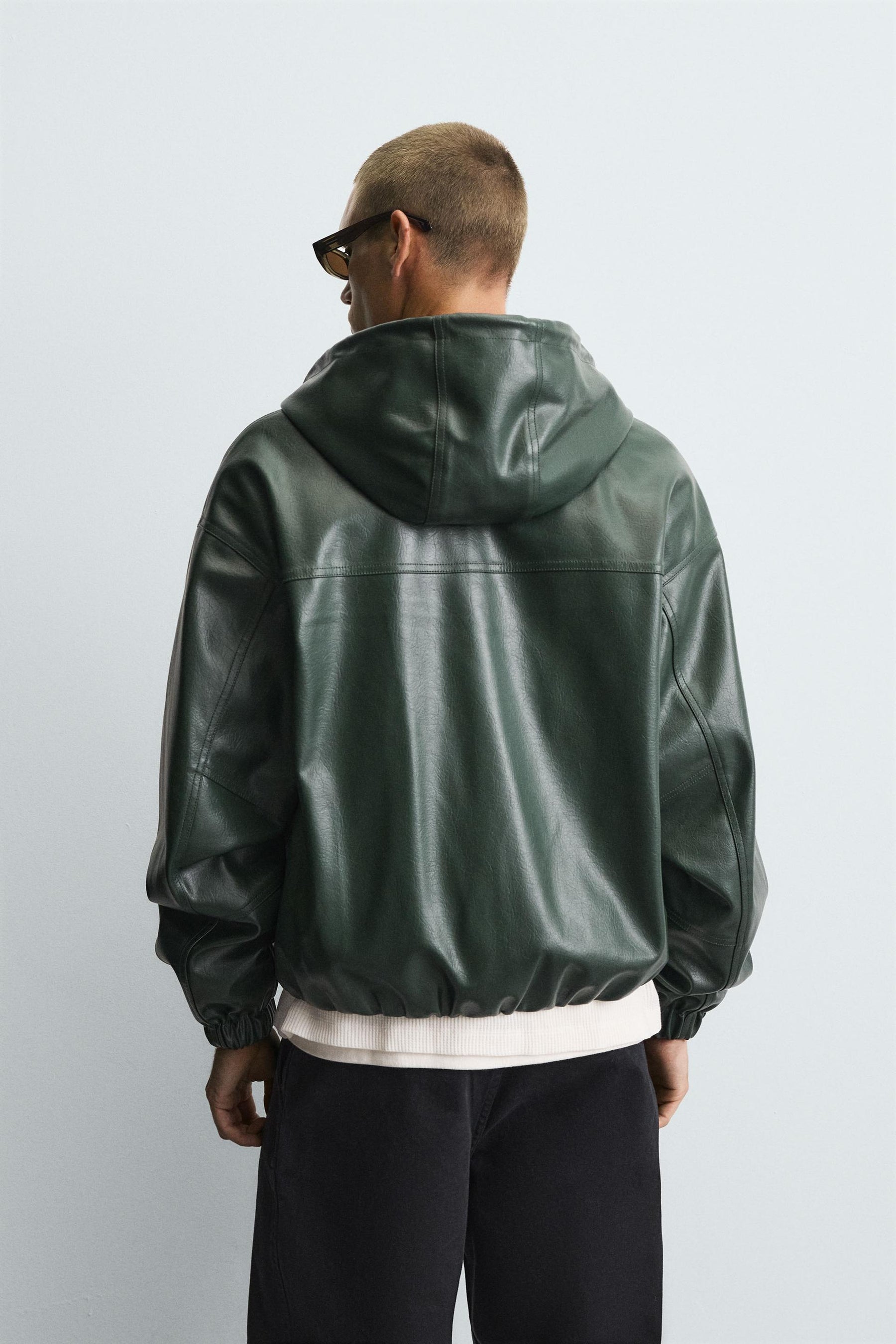 HOODED LEATHER EFFECT JACKET - Image 3