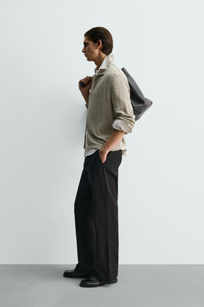 Zopfstrickjacke mit Reißverschluss