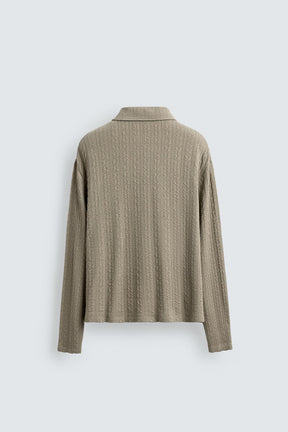 Zopfstrickjacke mit Reißverschluss