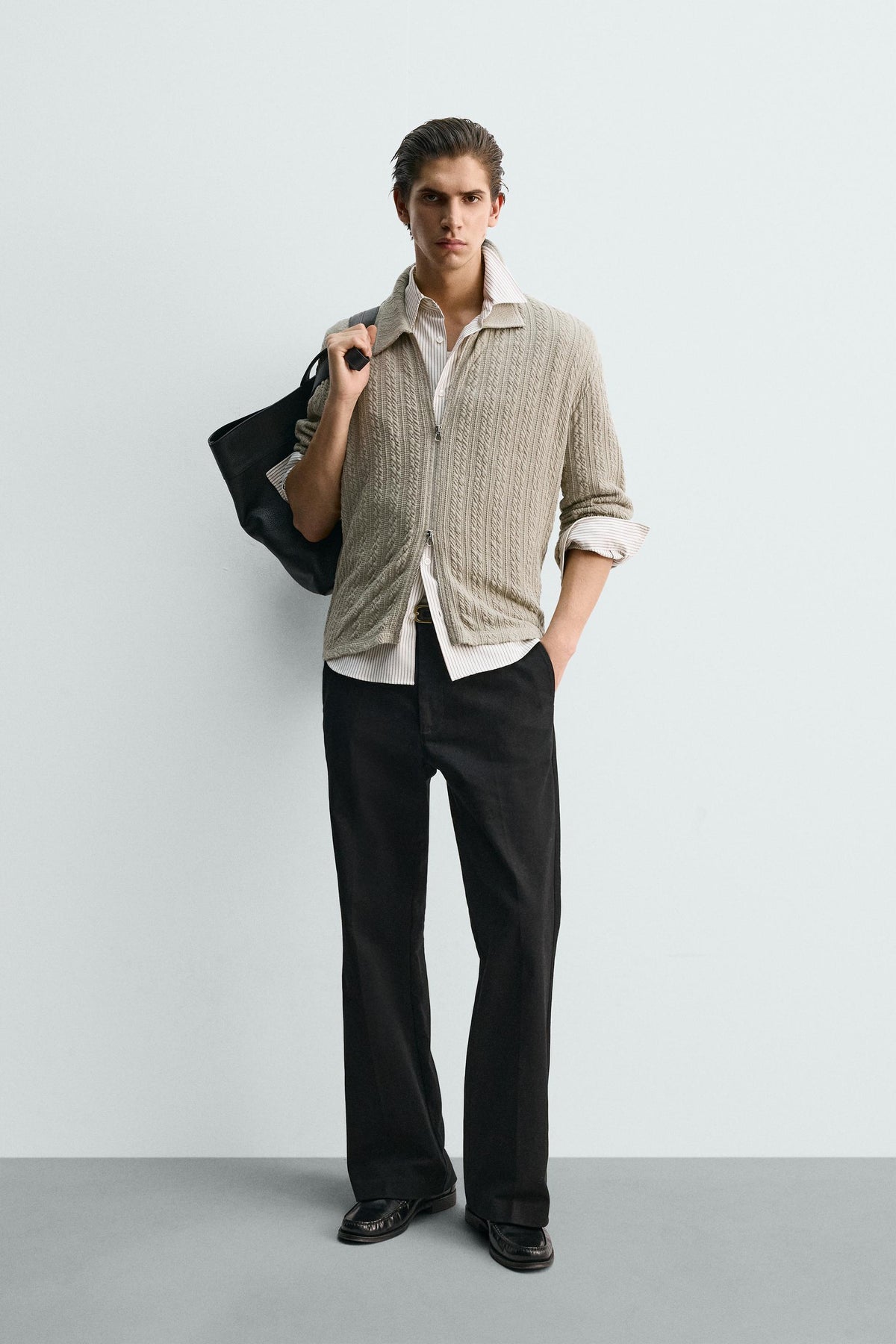 Zopfstrickjacke mit Reißverschluss