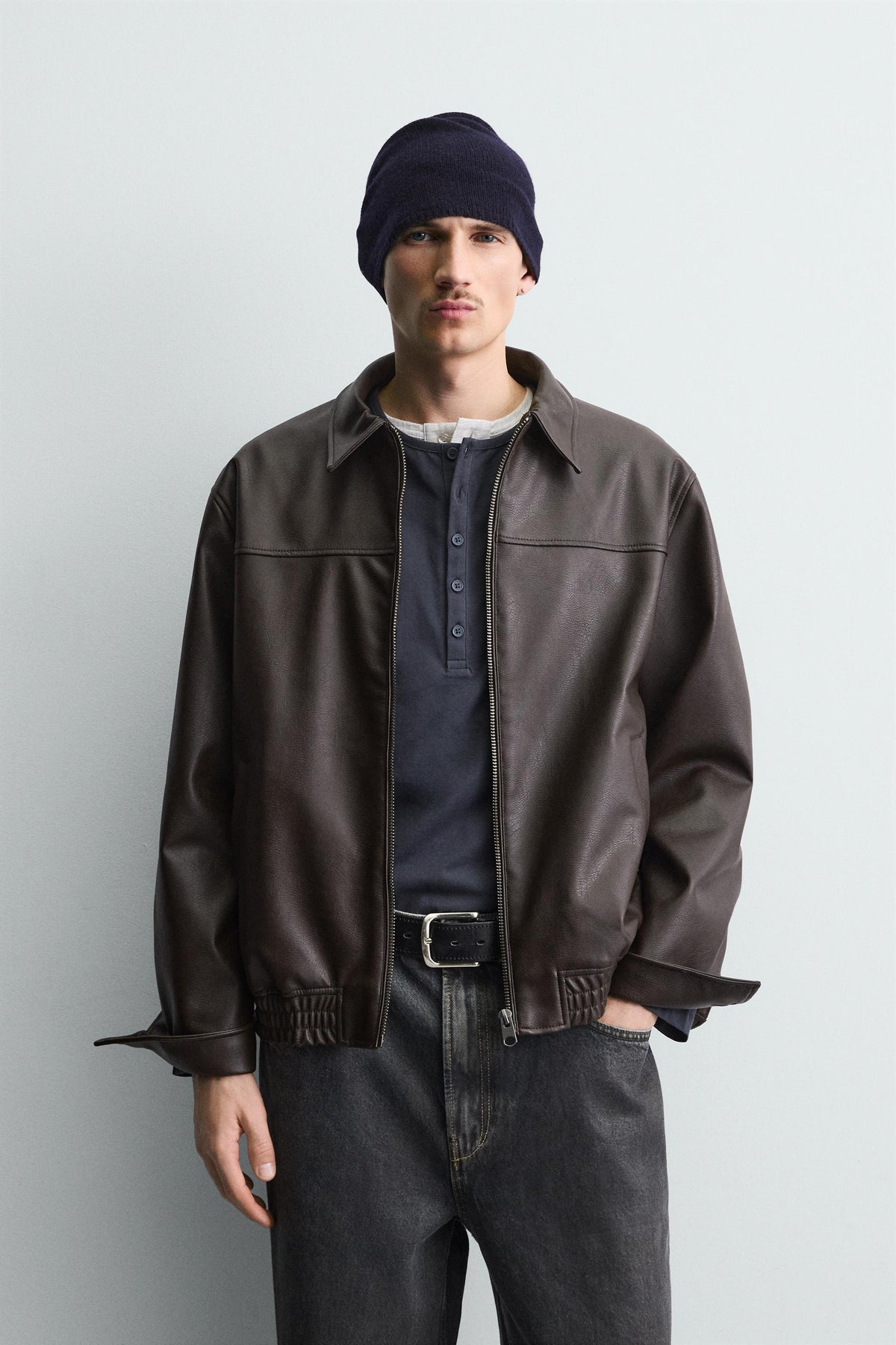 LEATHER EFFECT BOMBER JACKET - Image 2