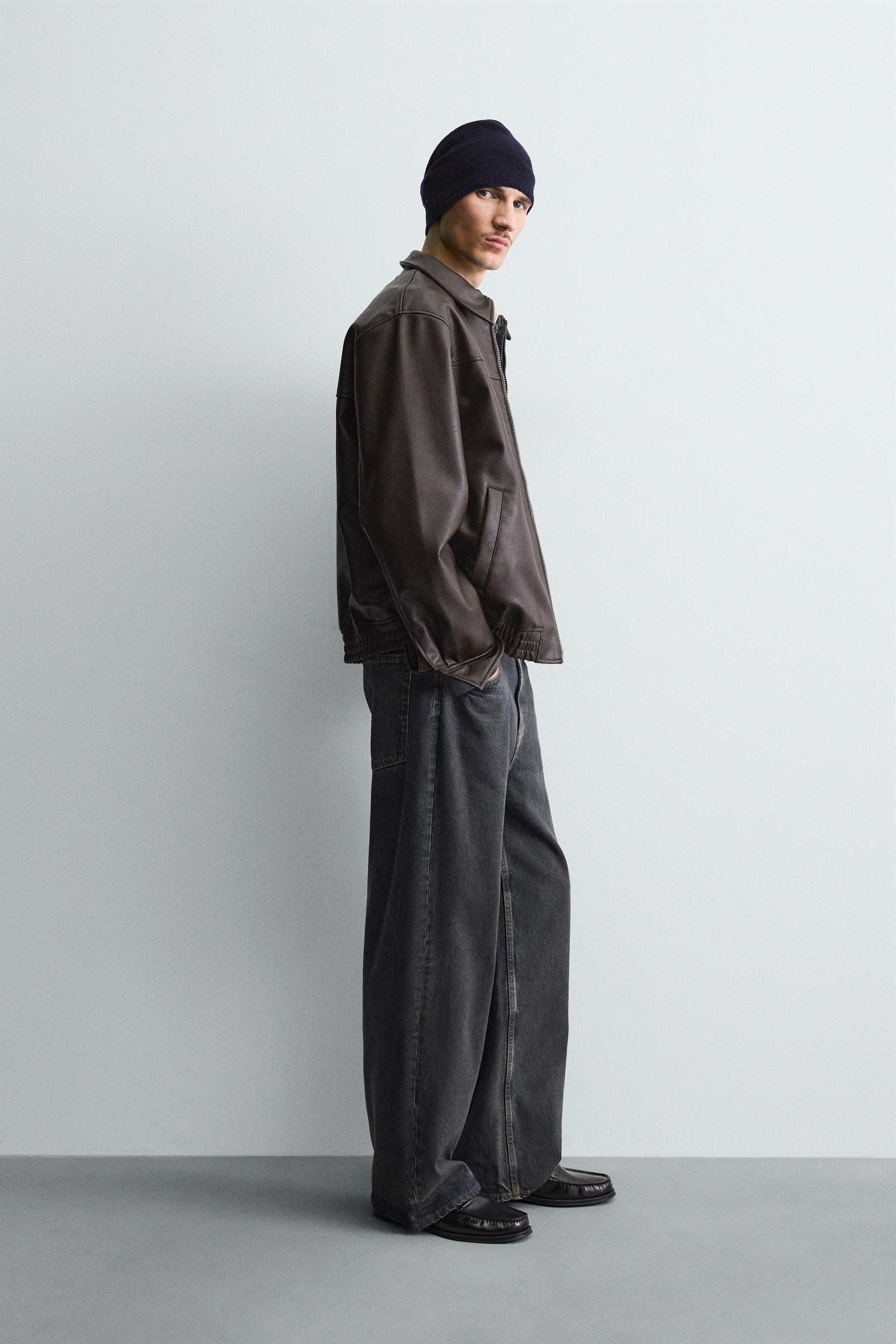 LEATHER EFFECT BOMBER JACKET - Image 4