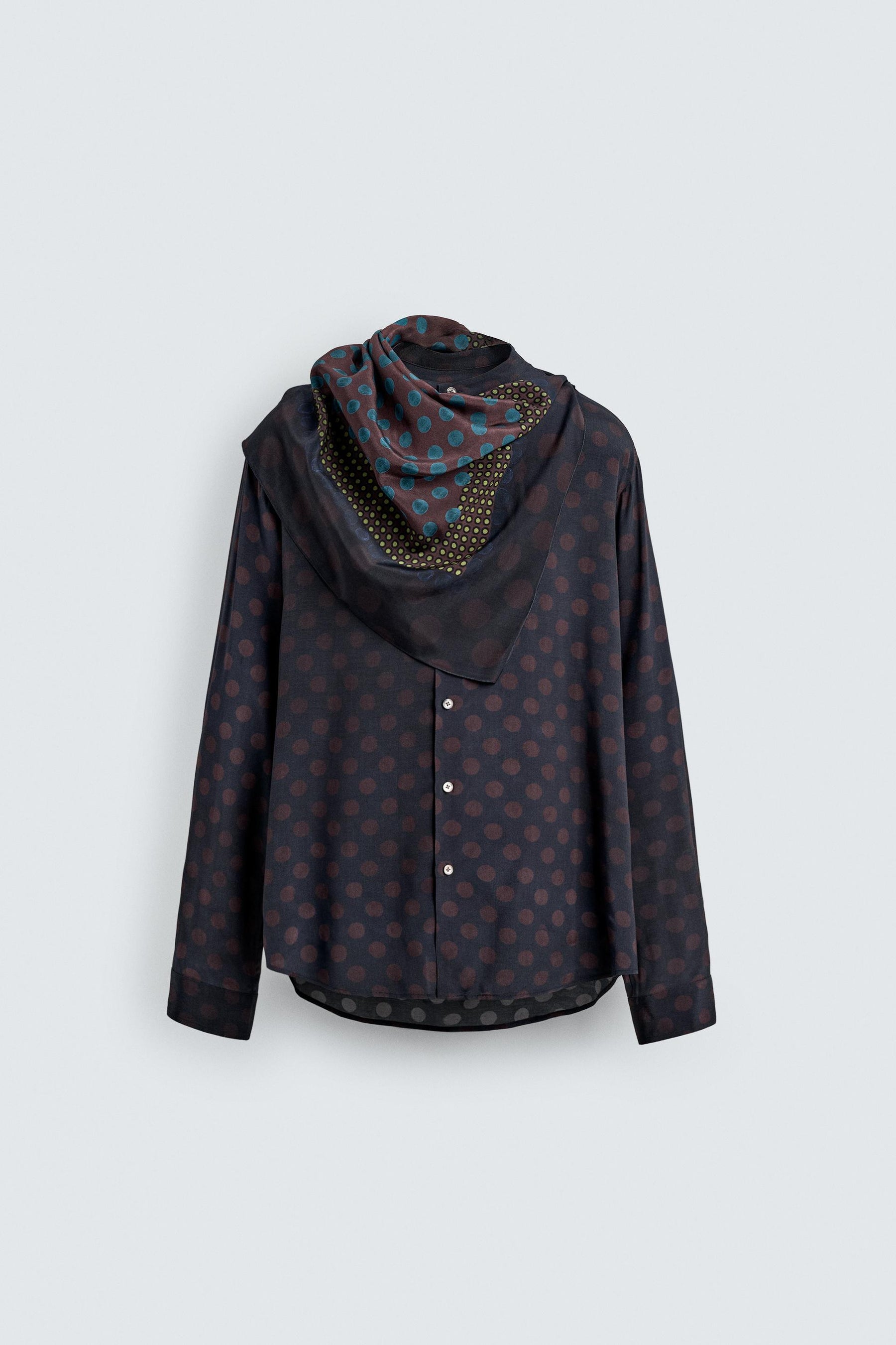LIMITED EDITION POLKA DOT SCARF FLOWING SHIRT - Image 7