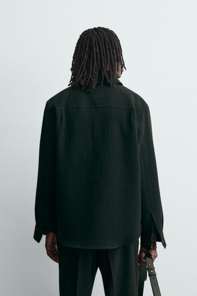 TEXTURED RELAXED FIT OVERSHIRT - Image 3