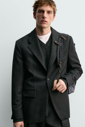 100% WOOL TWILL SUIT BLAZER AARON LEVINE X - Image 5