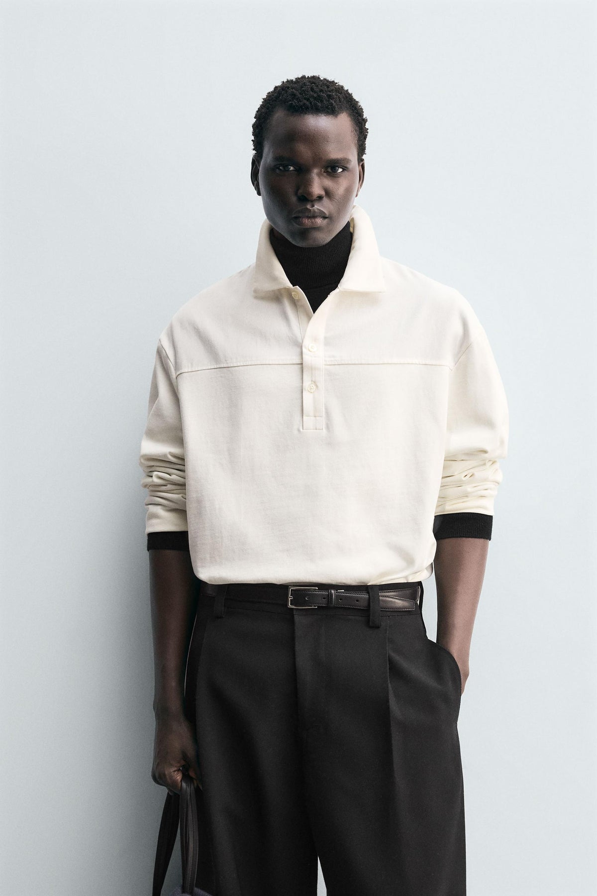 Strukturiertes, kastenförmiges Polo-Shirt