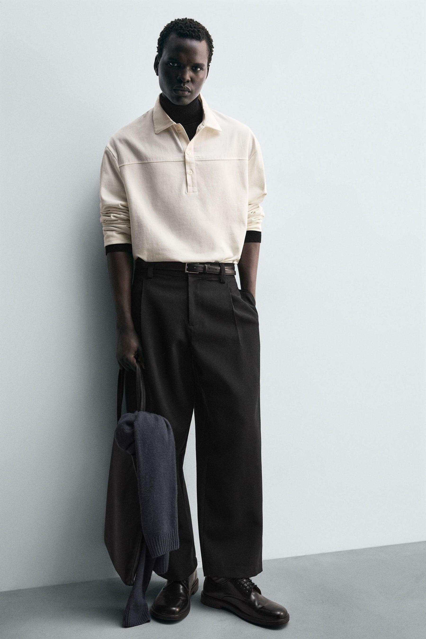 Strukturiertes, kastenförmiges Polo-Shirt