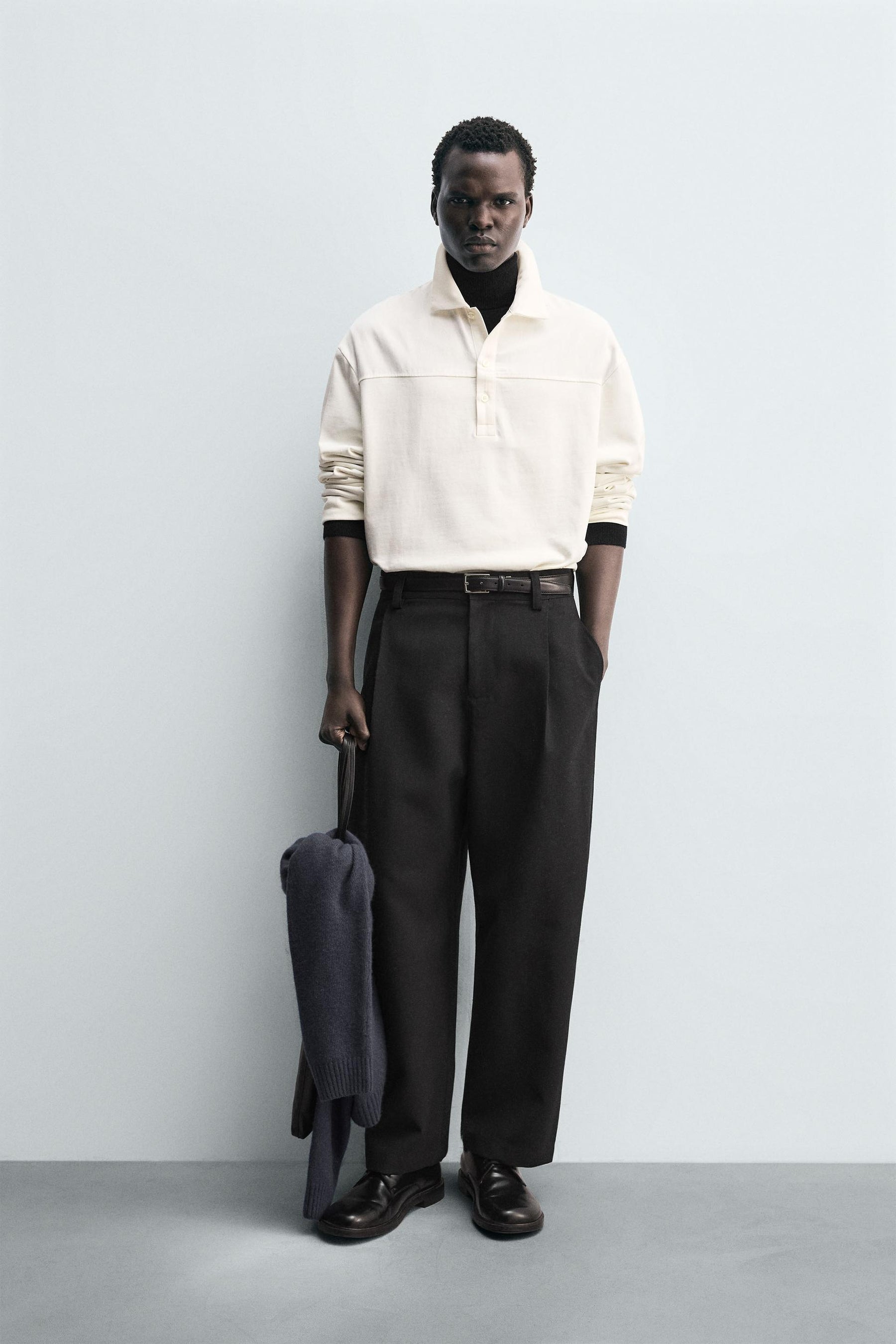 Strukturiertes, kastenförmiges Polo-Shirt