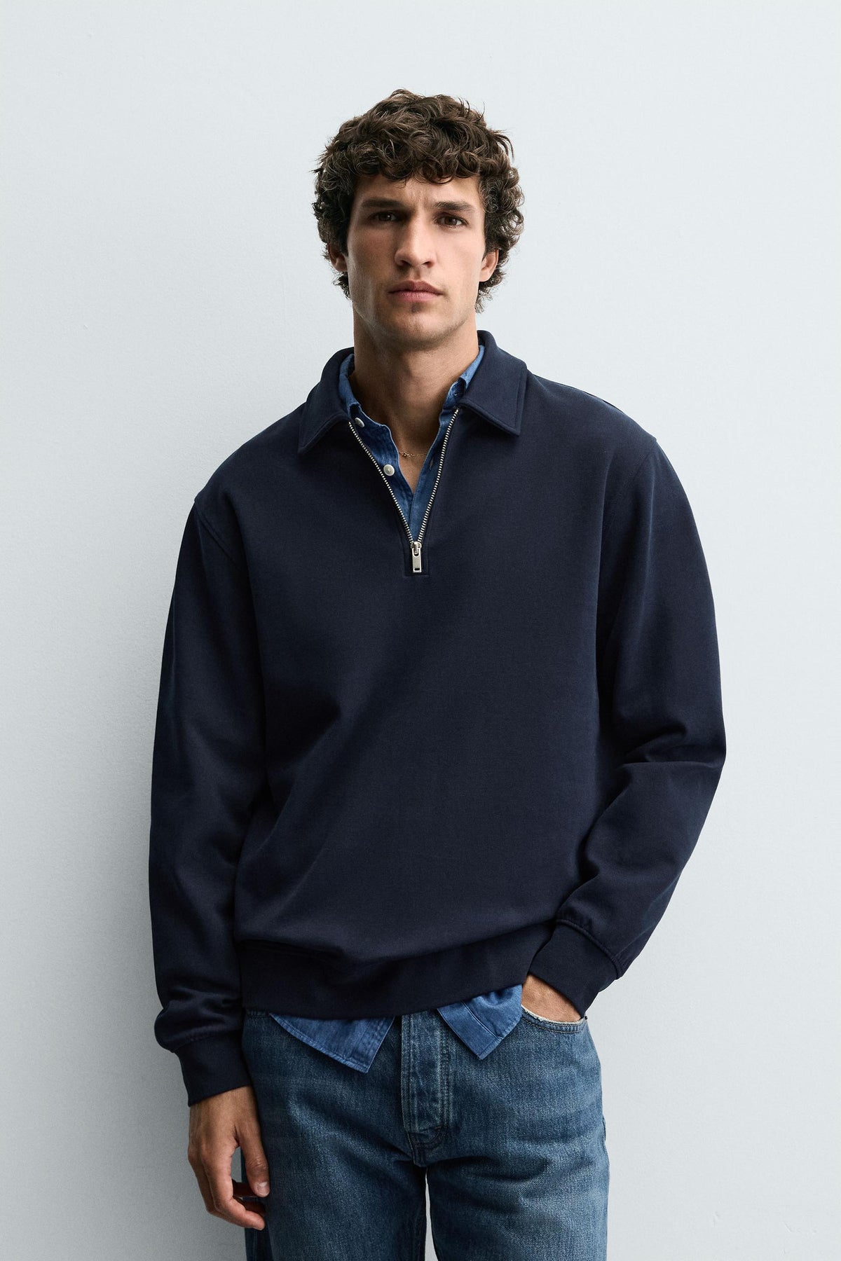 INTERLOCK POLO SWEATSHIRT WITH ZIP - Image 2
