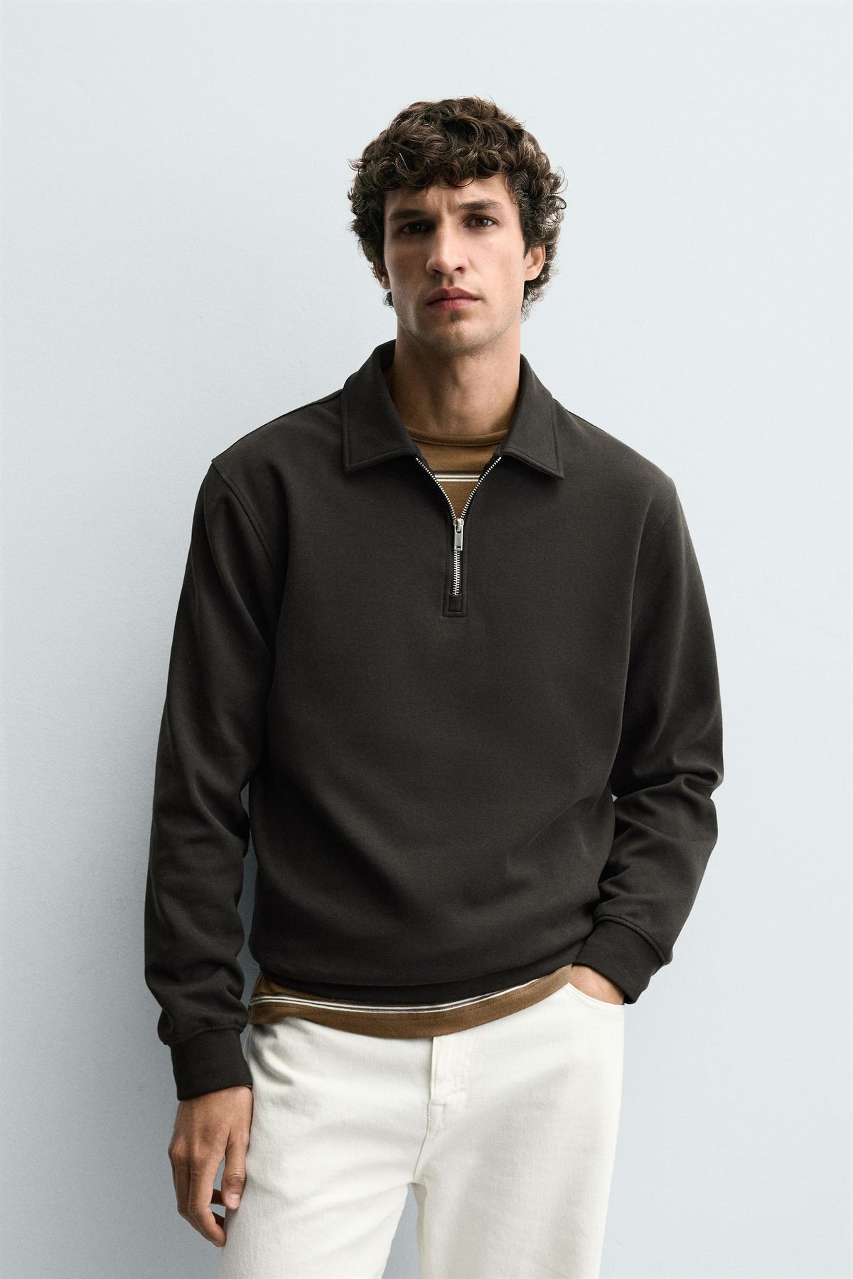 INTERLOCK POLO SWEATSHIRT WITH ZIP - Image 2