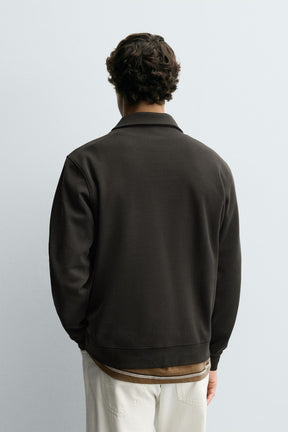 INTERLOCK POLO SWEATSHIRT WITH ZIP - Image 3