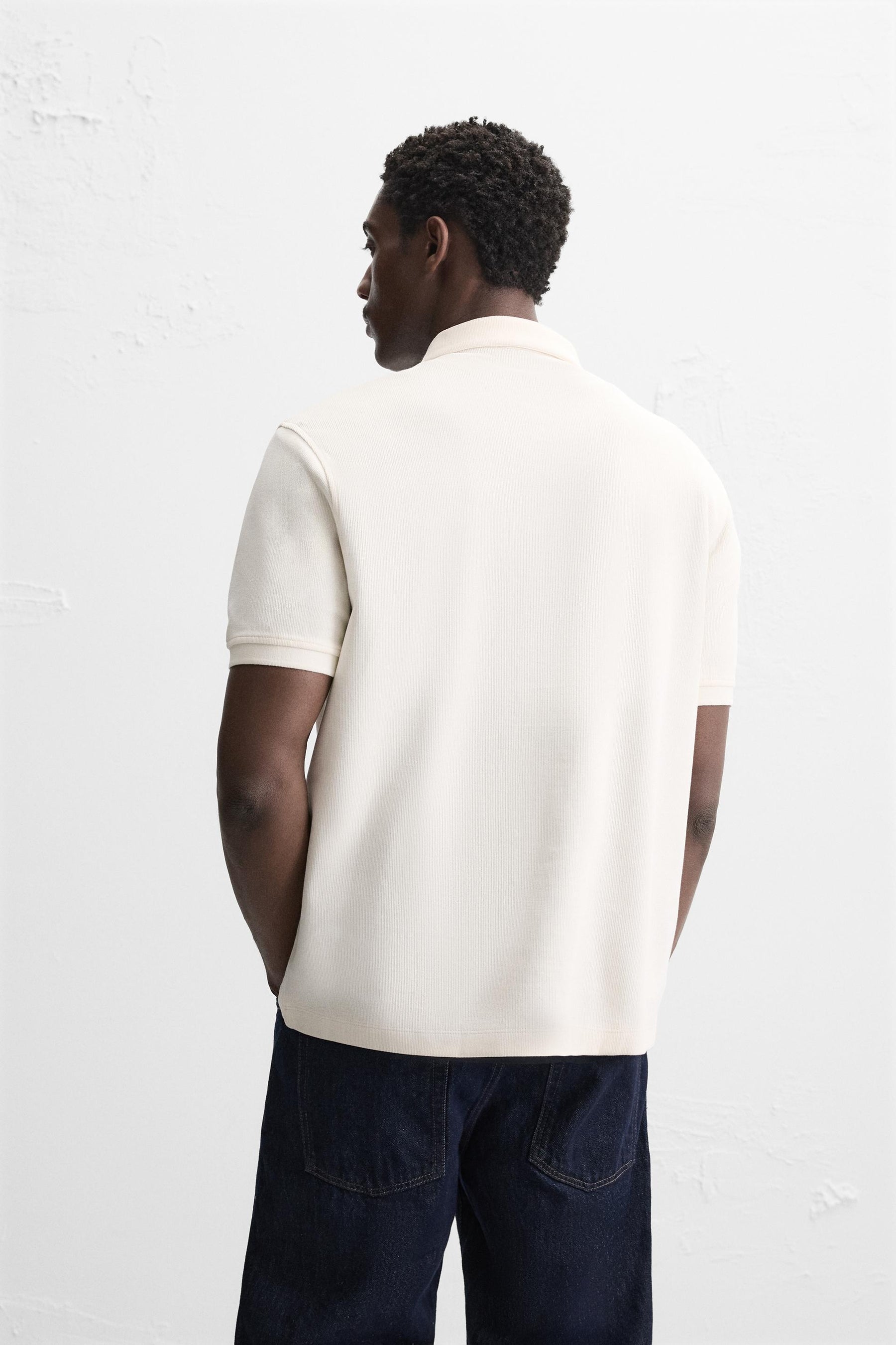 BASIC TEXTURED POLO SHIRT - Image 3