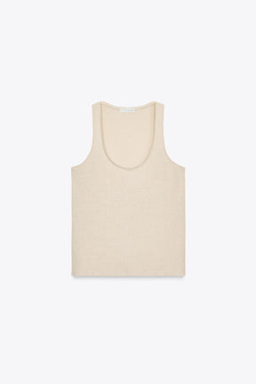 Trägertop aus Leinen-Baumwoll-Mischgewebe.