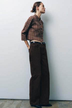 Karierte Strickjacke