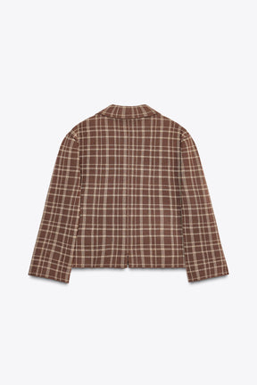 Karierte Strickjacke