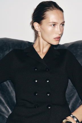 Strickblazer mit doppelter Knopfleiste