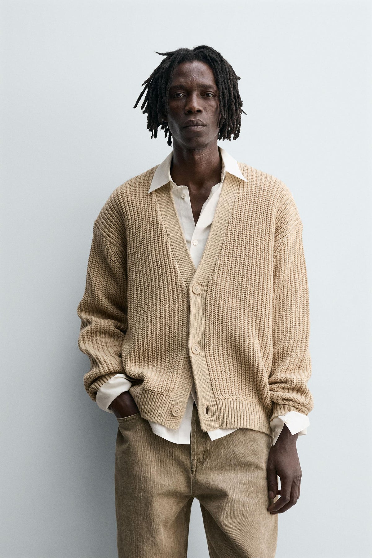 RIBBED TEXTURED CARDIGAN - Image 2