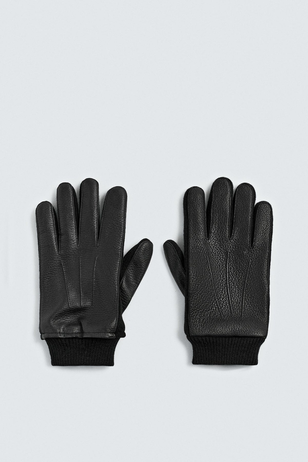 CONTRAST LEATHER GLOVES - Image 1